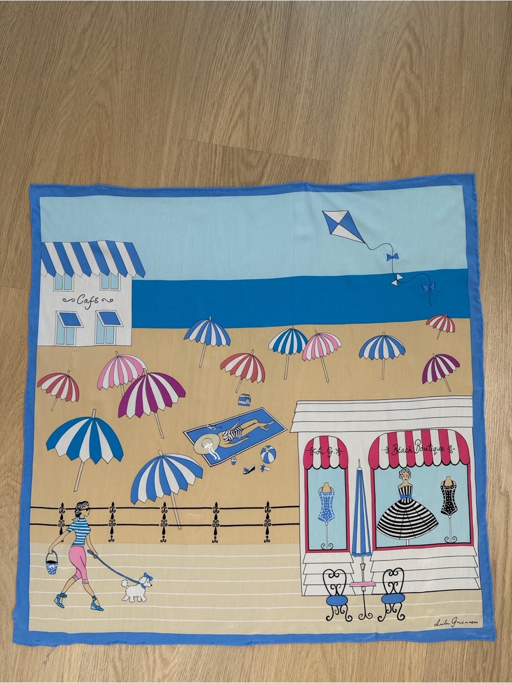 Lulu Guinness Beach Scene Silk Scarf